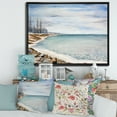 thumbnail image 2 of Designart 'Beach Is Covered With Ice' Nautical & Coastal Framed Canvas Wall Art Print, 2 of 5