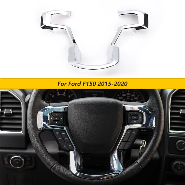 CheroCar Steering Wheel Cover Trim for Ford F150 2015-2020, Bright Silver