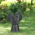 thumbnail image 2 of Joveco 14.6''H Face Planter Pot Indoor/Outdoor Decorative Flower Pot Concrete Planters with Drainage for Plants, Succulents, Flowers, and Cactus, 2 of 8