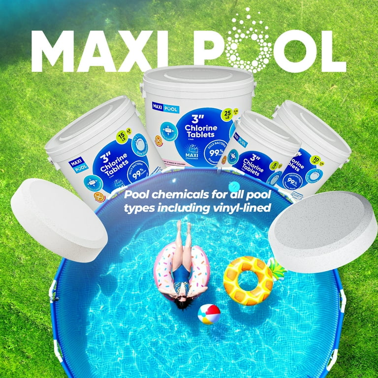MAXI POOL inch Advanced Stabilized Chlorine Tablets, Long