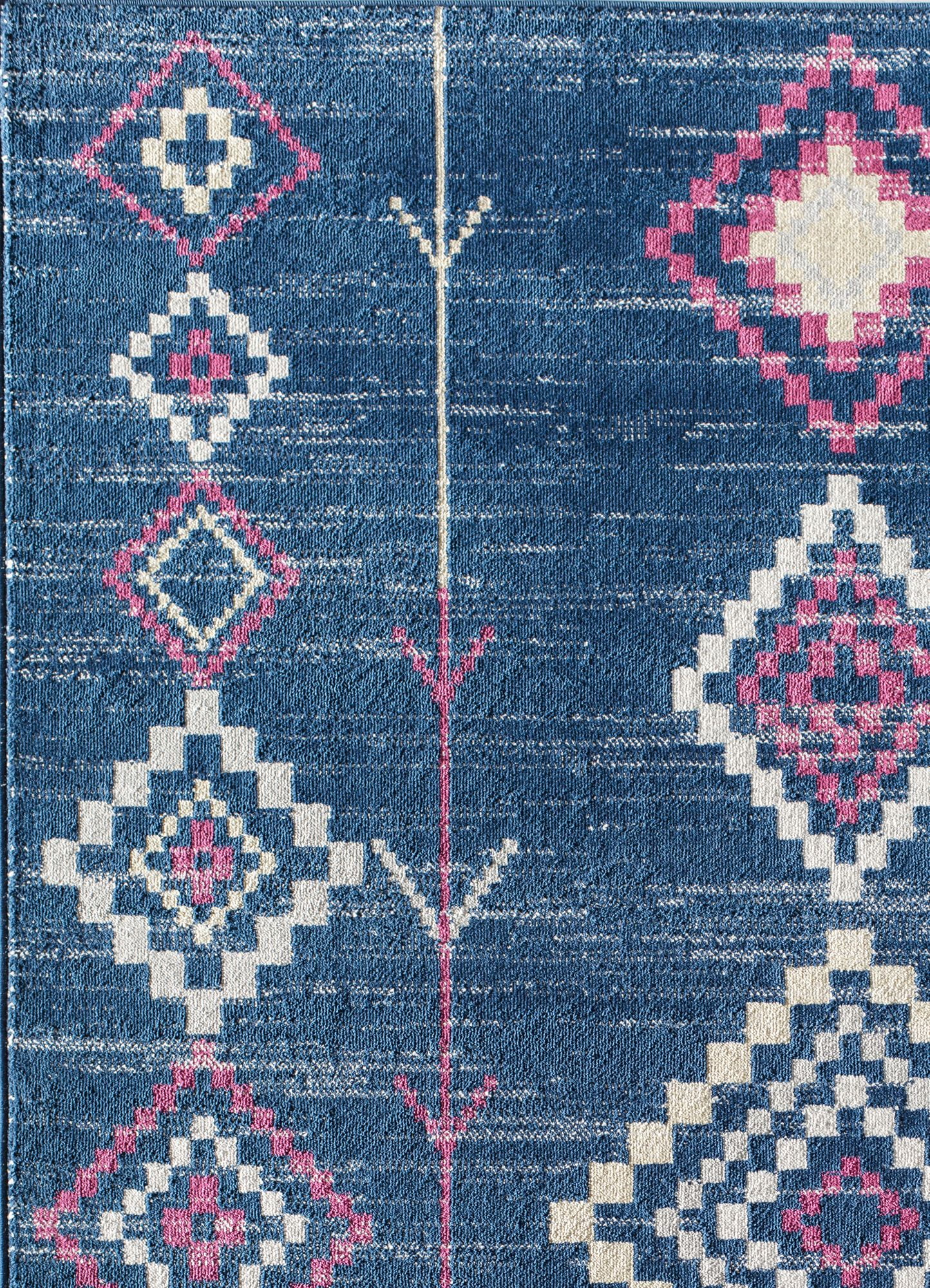 Soleil BR15H Native Navy Tribal Moroccan blue Area Rug, 2'x4'