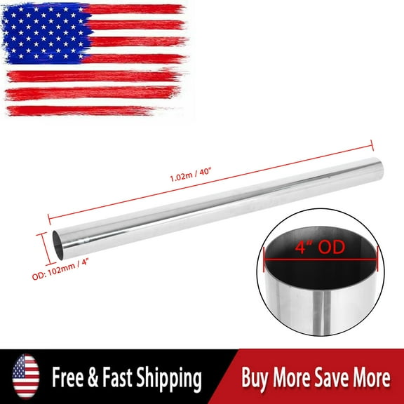 4" Inch 102MM T304 Stainless Steel Straight Exhaust Pipe Tube Piping Tubing 40'' Length