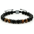 thumbnail image 2 of Men's Bracelet, Adjustable 8mm Men's Tiger Eye Black Matte Onyx Beads Bracelet for Boyfriend Husband Grandson, 2 of 6