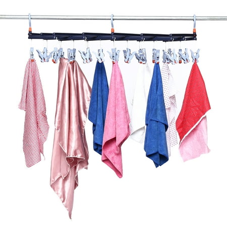 Laundry Drying Rack Socks Hanger Retractable Roller Laundry Hanger Drying Rack Foldable 29 Clips Hanging Dryer Clip Drip Plastic Windproof Hook Diapers Baby Clothes