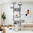 thumbnail image 2 of Allewie 81 Inches Multi-Level Tall Cat Tree for Large Cat, Cat Climbing Tree with Cat Condo and Hammock, Scratching Post, Wide Base, Grey, 2 of 7