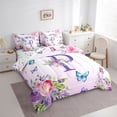 thumbnail image 3 of Homewish Girls Monogrammed P Twin Bedding Sets 7-Piece, Romantic Garden Rose Flower Bedding Comforter Set, Cartoon Butterfly Animal Reversible Sheet Sets, Ultra Soft Bedroom Decor, 3 of 7