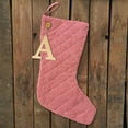 thumbnail image 4 of Perfect Red 2 Quilted Plaid Gingham Homespun Stocking with Personalized Letter J Charm by Marilee Home, 4 of 7