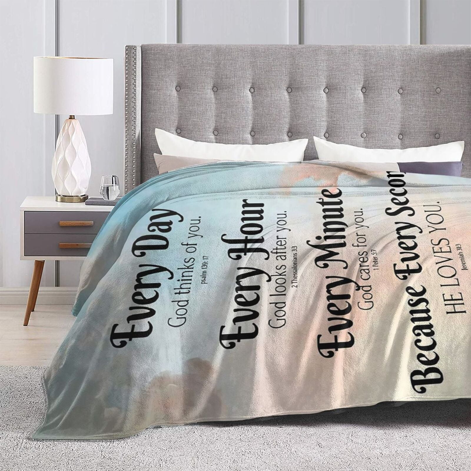 Wijzvio Bible Verse With Inspirational Thoughts And Prayers Throw Blanket Soft Fuzzy Fleece Blanket For Couch Bed Living Room Decoration 50"X40"
