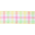 thumbnail image 6 of LaRibbons 2 1/2" Wired Ribbon, White w/ Pastel Plaid Green/Yellow/Pink, 10 Yard Roll, 6 of 7