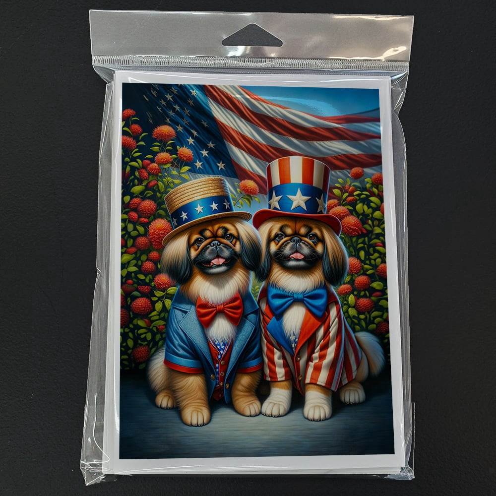 All American Pekingese Greeting Cards Pack of 8 7 in x 5 in