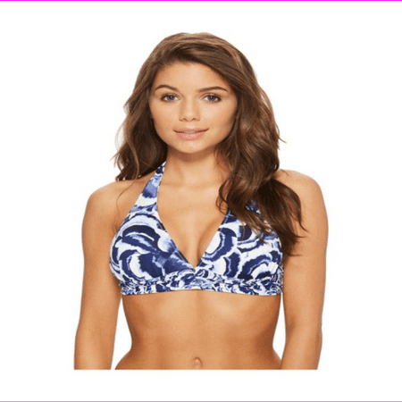 Tommy Bahama Women Adjustable back ties Reversible Halter Bikini Top Swimsuit 34 C/WHITE