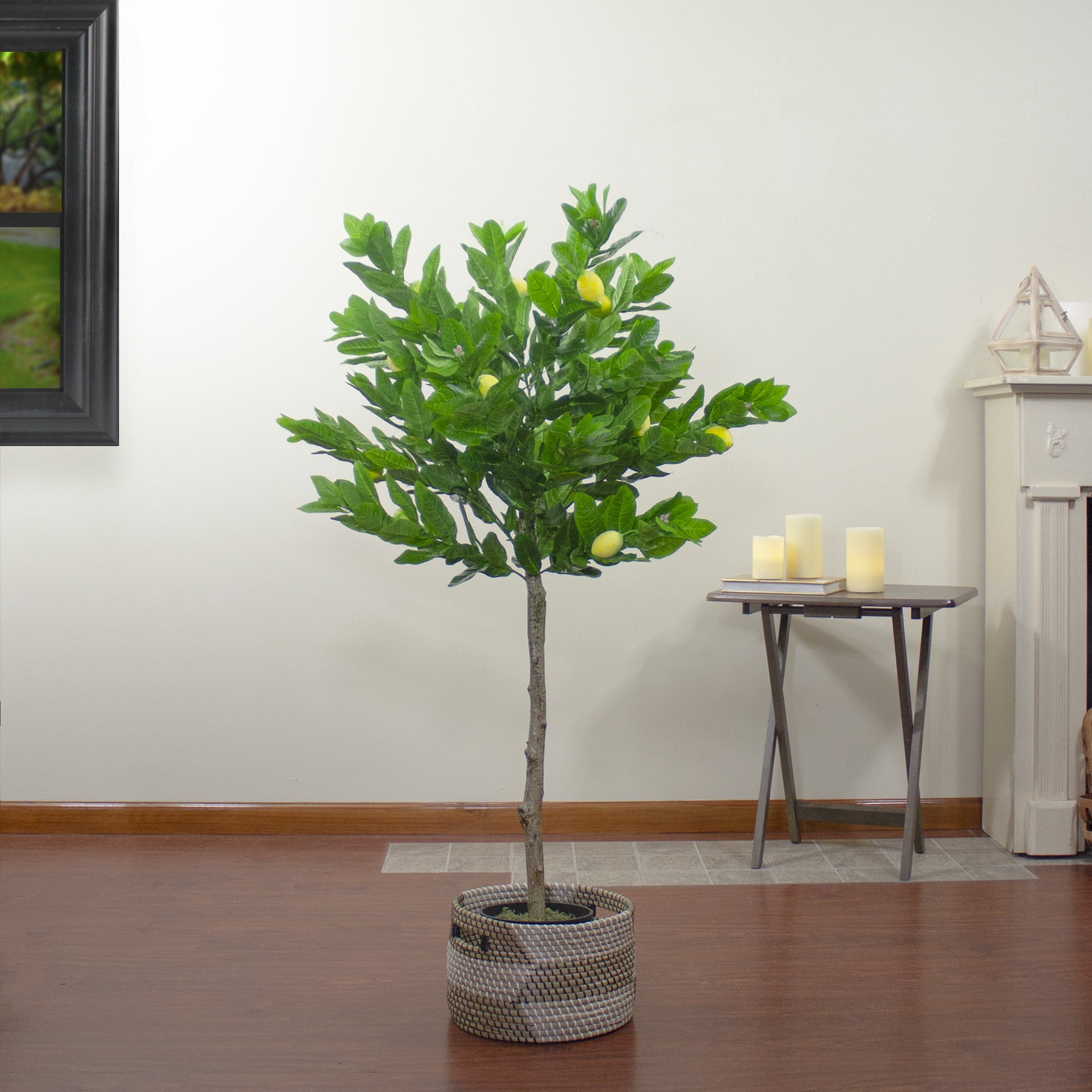 57" Potted Green and Yellow Artificial Lemon Tree