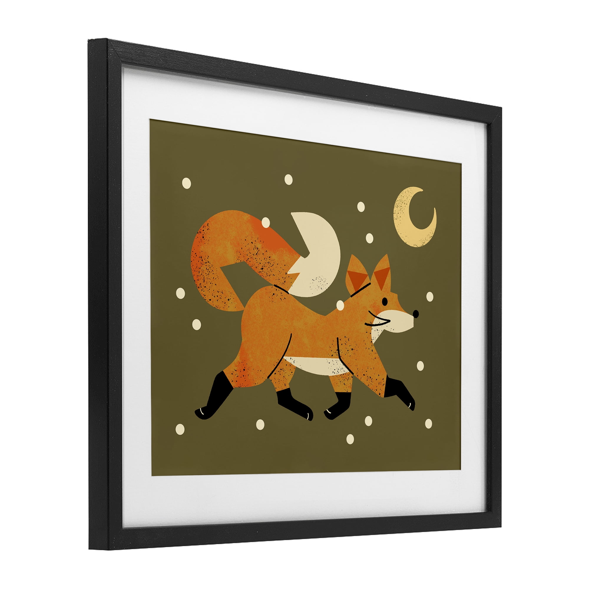 Stupell Industries Wandering Winter Fox Black Framed Print Under Glass, design by Renea L. Thull