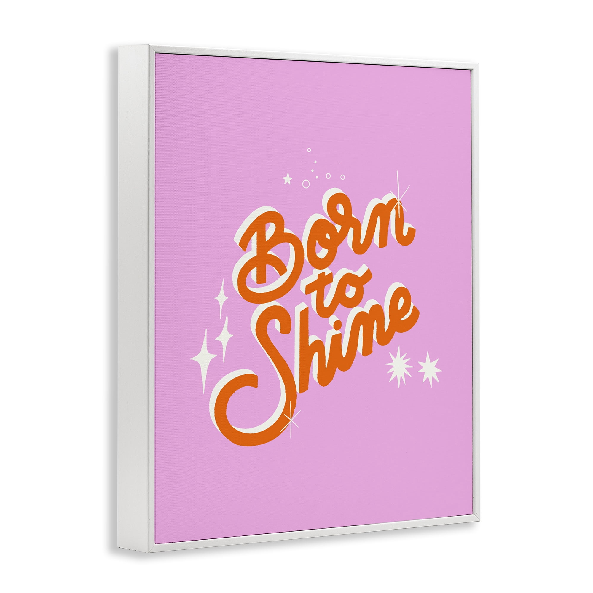 Stupell Industries Born To Shine on Pink White Framed Giclee Art, design by Indira Prieto | IndySign