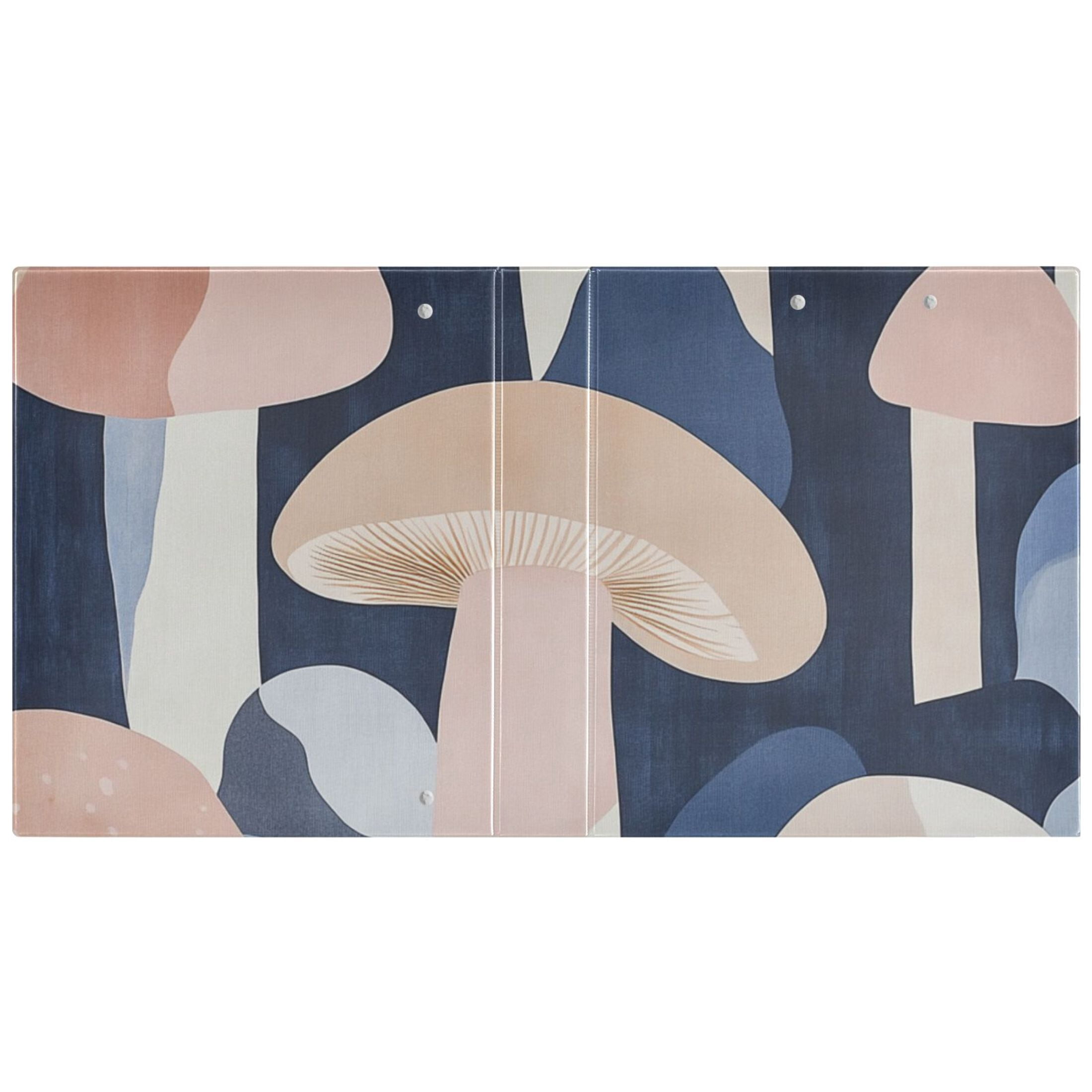 Mushrooms Doodle 3 Ring Binders 1.5 inch Hardcover File Folders with Interior Pockets A4 Size Organizer for School Office Hospital