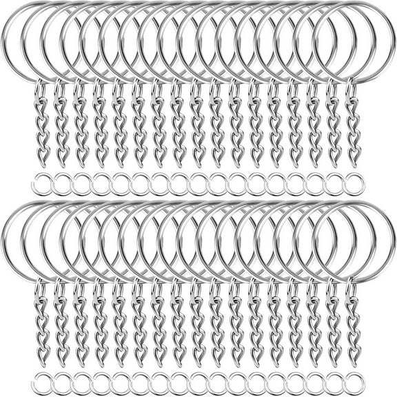 50PCS Stainless Steel Metal Blank Keyring Keychain Split Rings with Chain Climbing Buckles Carabiner Keychain Rings Accessories