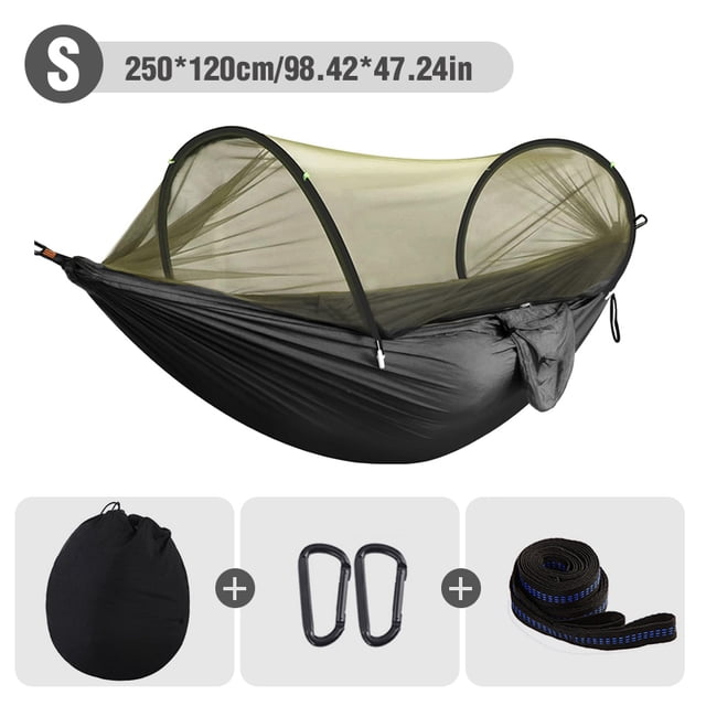 Hamaca para acampar al aire libre con mosquitera, hamacas colgantes de apertura rápida automática, columpio colgante de tela para dormir