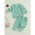 thumbnail image 5 of Baby Toddler Girls 2PCS Fall Clothing Sets 0 6 12 18 24 Months 2T 3T Long Sleeve Round Neck Rainbow Print Tops Drawstring Pants Outfits, 5 of 9