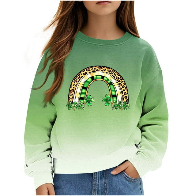 Chandail de la Saint-Patrick pour Enfants Garçons Filles T-Shirts Patchwork Hauts à Manches Longues