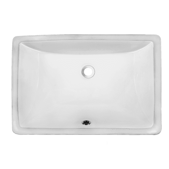 Undermount Bathroom Sink 18"x13" Rectangular Vessel Sink White Ceramic with overflow