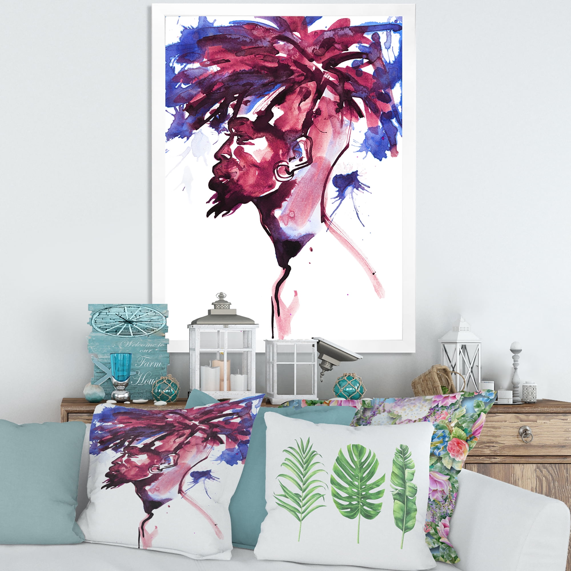 Designart 'Fashion Portrait of Handsome African Man' Modern Framed Art Print