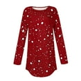 thumbnail image 5 of Fznquz White Blouses for Women Dressy Floral Long Sleeve Tunic Shirt Casual Red Plus Size Round Neck Women's Tee Shirts, 5 of 5