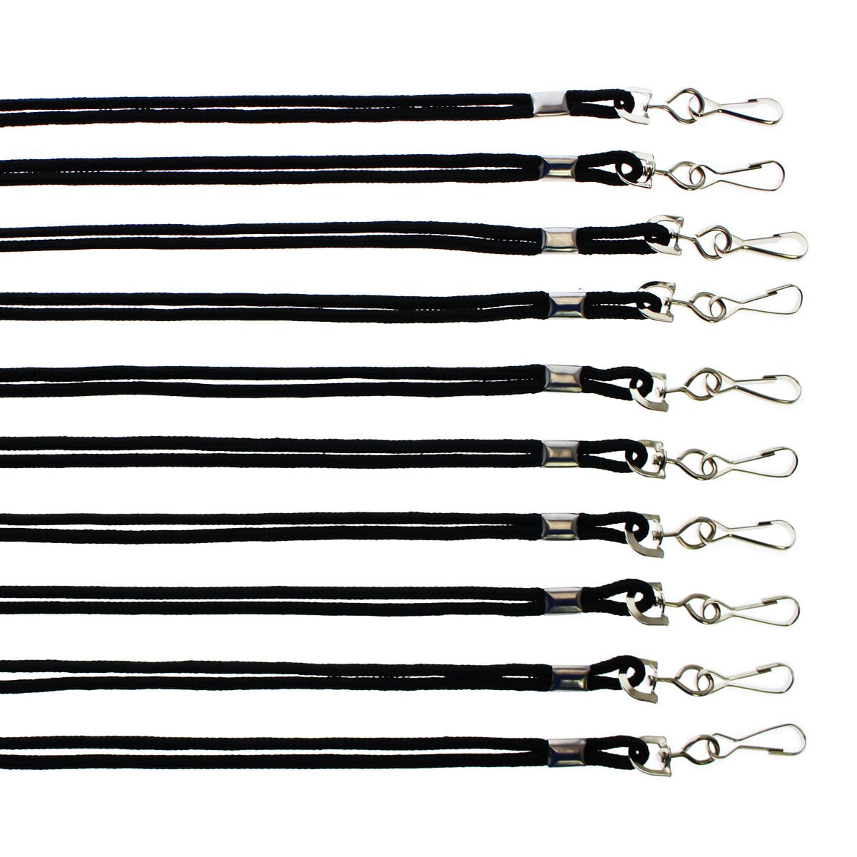 Bulk 100 Pack - Premium Round ID Badge Neck Lanyards for Card Holders and Name Tags - 36 in Non-Breakaway Heavy Duty Cord & Secure Metal Swivel J Hook Clip by Specialist ID (Black)
