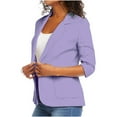 thumbnail image 7 of Bxsruta Jacket for Women, Cropped 3/4 Sleeve Open Front Blazer, Women's Linen-Like Work Jacket with Lapel Collar, Lightweight Overshirt, 7 of 7