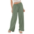 thumbnail image 3 of XuJwPNcy Womens Summer Casual Pants High Waist Pockets Cotton Linen Pants Baggy Palazzo Wide Leg Boho Beach Trousers, 3 of 6