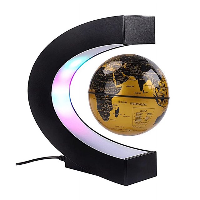 Nior Globo terráqueo flotante con LED colorido en forma de C, banda magnética antigravedad, mapa mundial giratorio para niños, regalo para el hogar, decoración de la oficina JM
