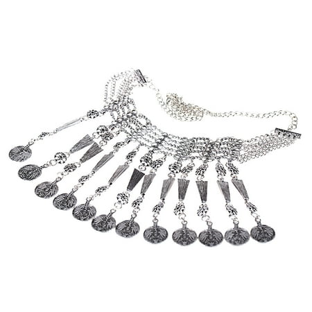 Antiqued Metal Coins Antique - Retro Ethnic Turkish Indian Bohemian Style Jewelry Carving Coin Pendant Tassels Necklace Vintage Antique Chunky Metal Chocker
