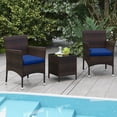 thumbnail image 2 of Gymax 3 PCS Outdoor Conversation Set w/ Cushioned Seat & Tempered Glass Tabletop, 2 of 10