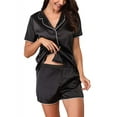 thumbnail image 3 of LELINTA Women's Satin Pajamas Sleepwear Set Short and Short Sleeve Sleepwear Nightwear Button-Down PJ Set, 3 of 5