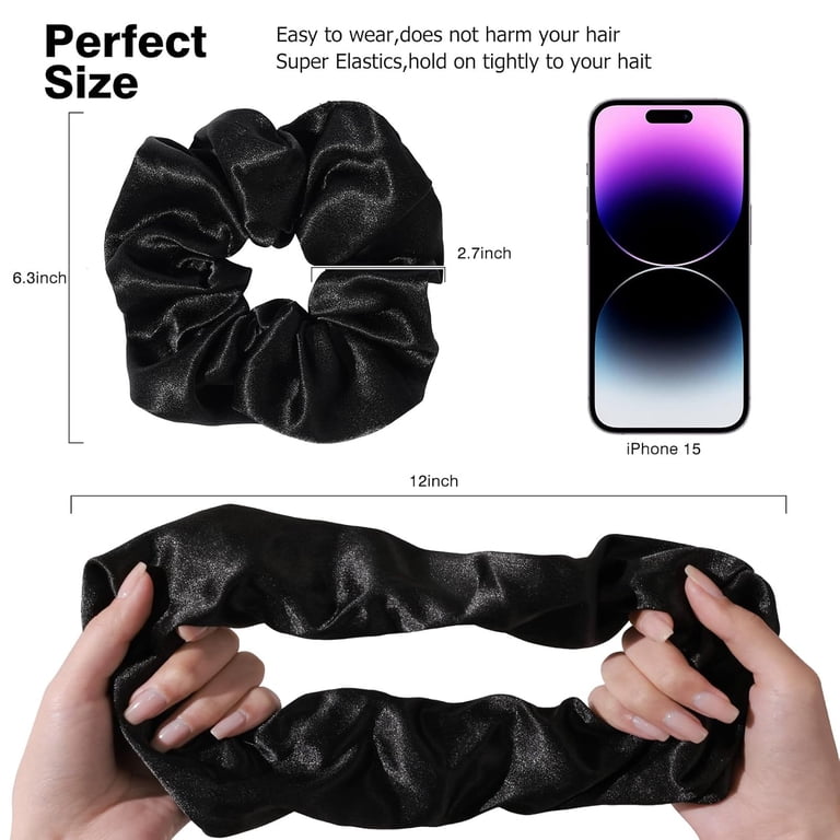 Papapt 4PCS Big Satin Silk Scrunchies for Women Thick Hair  display picture 1