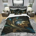 thumbnail image 2 of Designart 'Brown Blue Fractal Flower in Black' Modern & Contemporary Duvet Cover Set, 2 of 4