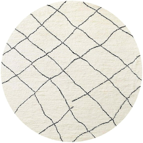 Ahgly Company Indoor Round Mid-Century Modern Desert Sand Beige Oriental Area Rugs, 6' Round