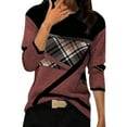 thumbnail image 1 of Fvwitlyh T-Shirts Femmes Manches Longues Col Rond Imprimé Top Contraste Couleur Casual Mode Pull T-Shirt A,L, 1 of 4