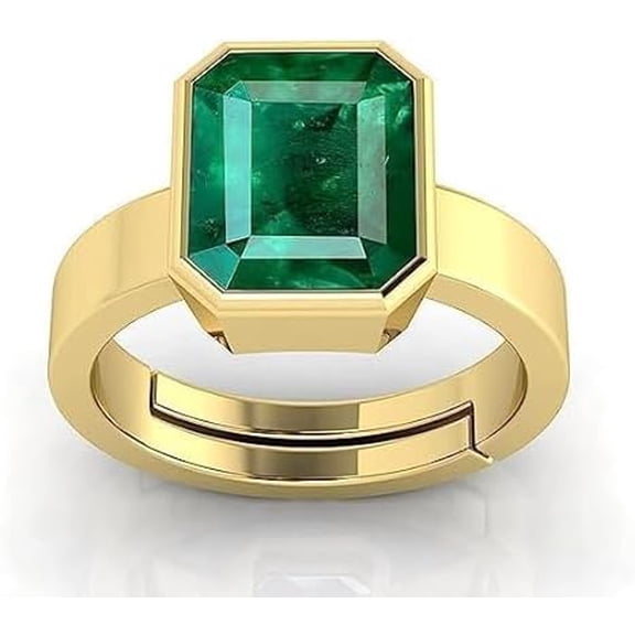 Natural Emerald Panna Astrological Stone Ring Genuine and Certified Emerald Adjustable Silver Ring for Women's and Men's