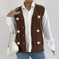 thumbnail image 7 of Sweater Vest for Women Button Down V Neck Sweater Ribbed Knit Outwear Tops Coffee Free Size, 7 of 7