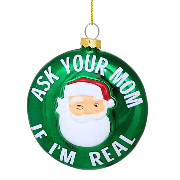 Cody Foster Winking Santa Ornament - One Ornament 3.25 Inch, Glass - Disc Ask Mom Real Go8800