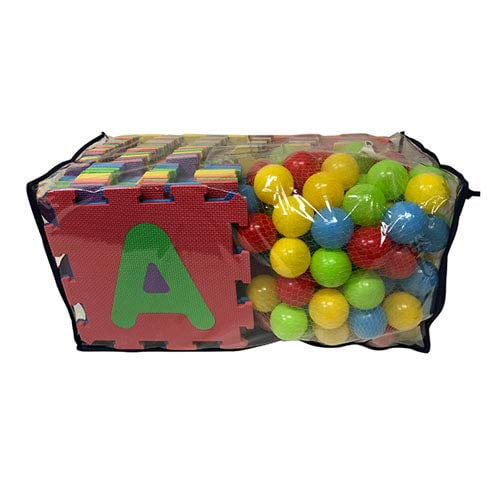 Kid's ABC Play Mat and Ball Pit with 26 Interlocking Foam Tiles and 100 Balls 7175 FUN n' SAFE 