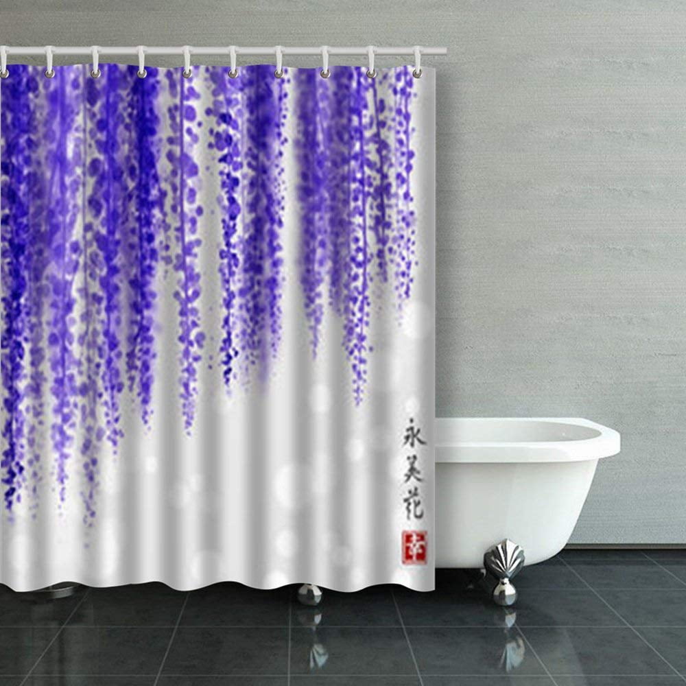 ARTJIA Wisteria Hand Drawn Ink On White Watercolor Floral Shower