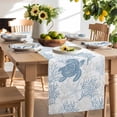 thumbnail image 2 of Table Runner 60 Inches Long for Kitchen Dining, Blue Grey Coastal Dresser Scarf Farmhouse, Dining Table Decorations for Wedding/Parties, Sea Turtle Nautical Coral Summer Beach 13 x 60 In, 2 of 9