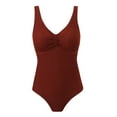 thumbnail image 3 of Hvot&aat Women One Piece Swimsuit Ruched Textured Ribbed Bathing Suit Solid Color High Waist One Piece Swimwear, 3 of 5
