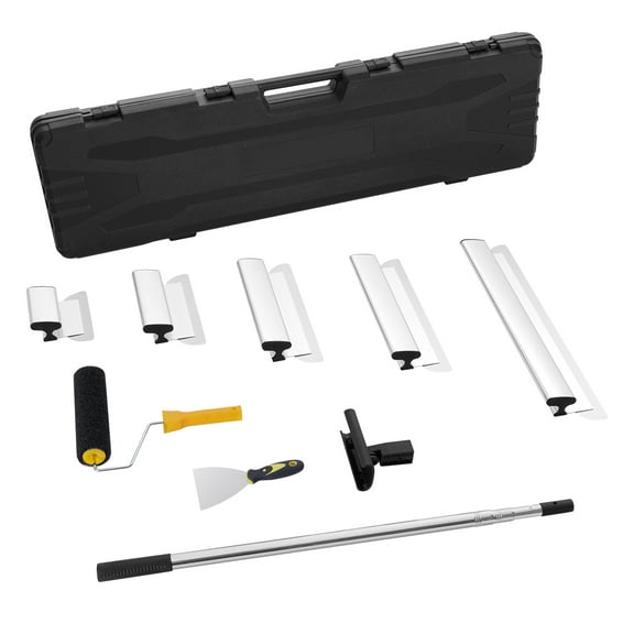 SKYSHALO Drywall Finishing Set, Includes Blades in Sizes 7", 10", 14", 16", 24" Extendable Handle 34"-81.6", Crafted from Stainless Steel for Professional Wall Surface Preparation