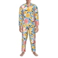 thumbnail image 3 of Naloa Watercolor Wildflowers Men’s Pajamas Set - Long Sleeve Button Down Sleep Shirt and Pajama Bottoms Sleepwear Set-Large, 3 of 7