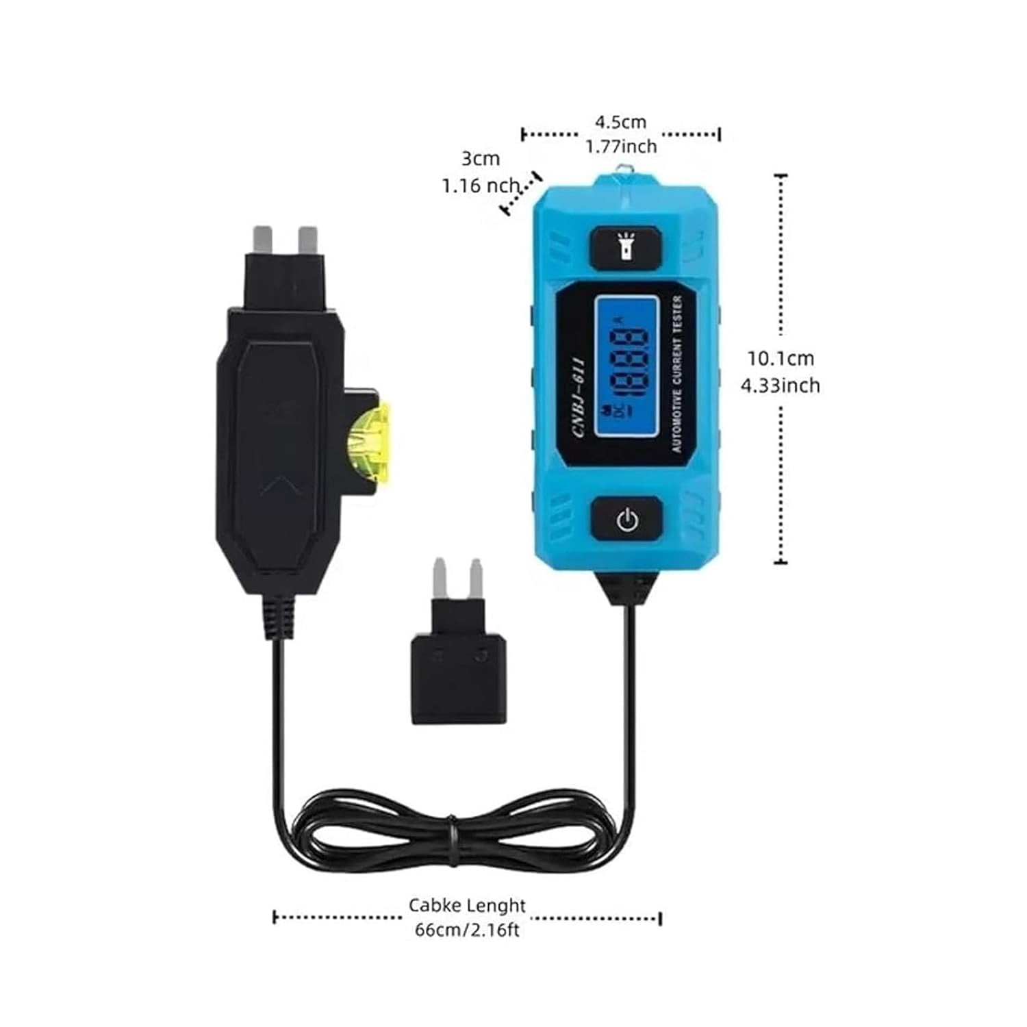 Automotive Circuit Fault Probe Tester – 20A 48V High-Precision Current Tester with LCD Display & Front Light, Car Relay Fuse Blade Checker