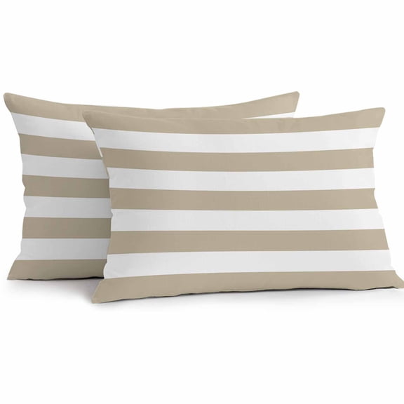 Outdoor Pillow Cover Classical Stripe Set of 2 Waterproof Throw Pillowcases Khaki Decorative Patio Furniture Pillows for Couch Garden Indoor & Outdoor Use