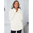 thumbnail image 4 of Olaglory Womens Quarter Zip Pullover Sweater Long Sleeve Casual Loose V Neck Collared Ribbed Knit Jumper Tops with Thumb Hole, Fall Winter Fashion 2026, White, 4 of 8