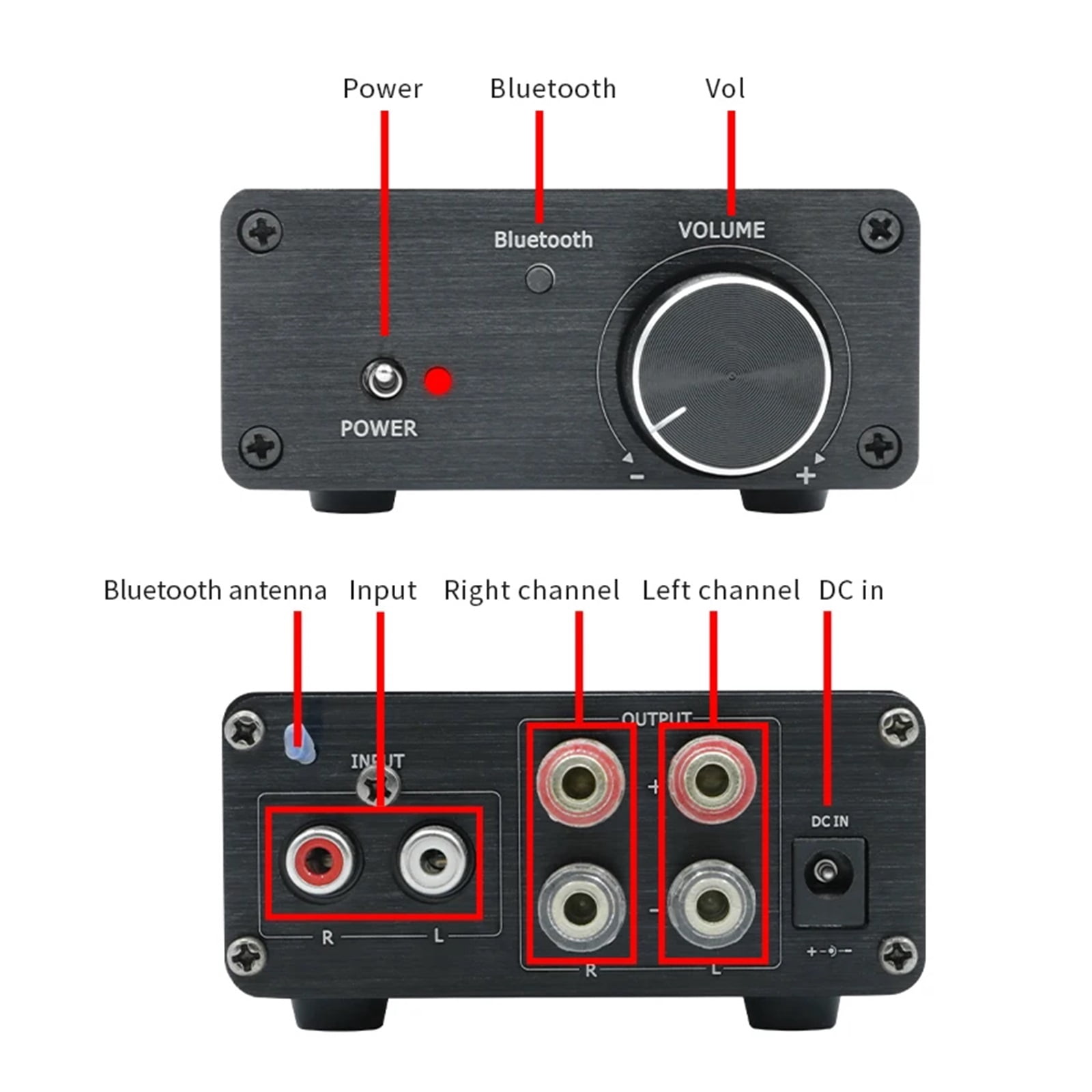 E320 TPA3116 Bluetooth Sound Power Amplifier 100W X2 Mini HiFi Stereo Class D Amp Bass Treble For Home Theater